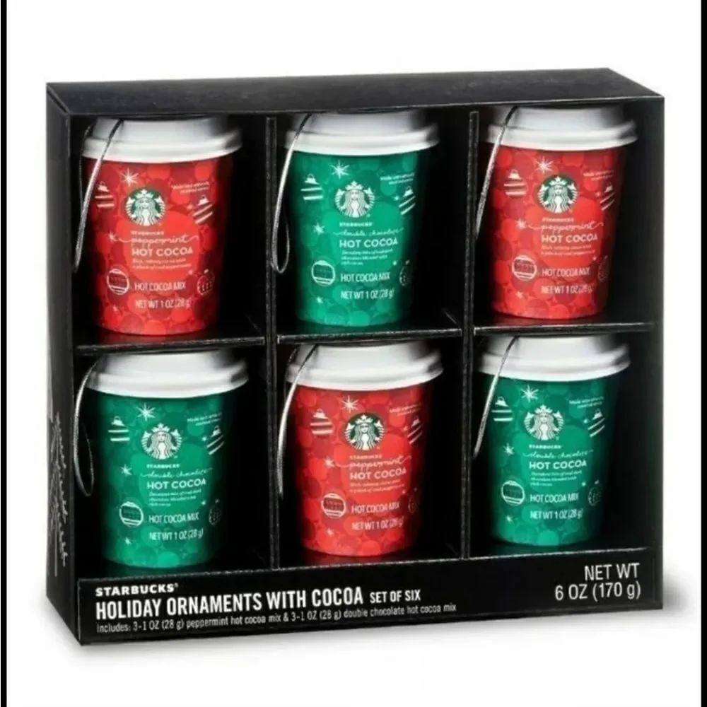 Set of 6 Starbucks ornaments
